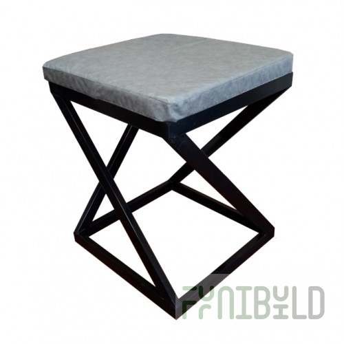 Stool Loft, black frame, grey eco-leather