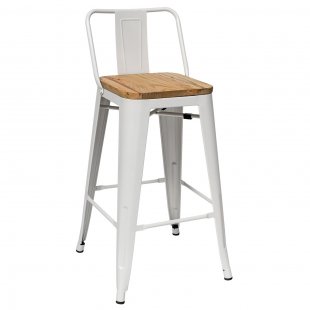 Tolix Wood chair with backrest semi-bar White