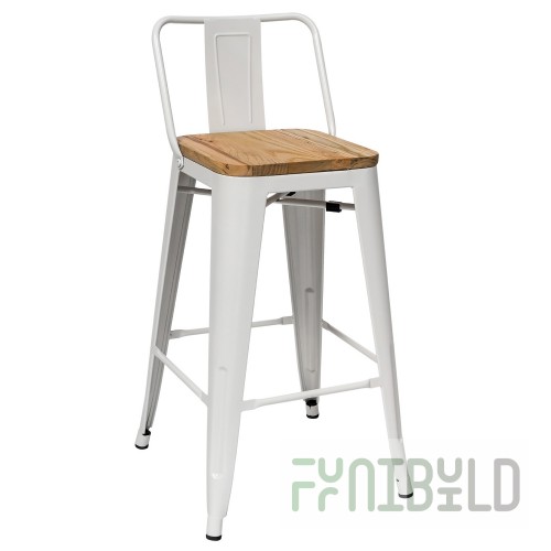 Tolix Wood chair with backrest semi-bar White