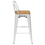 Tolix Wood chair with backrest semi-bar White