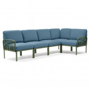 Plastic sofa with cushions Komodo 5 agave/blue