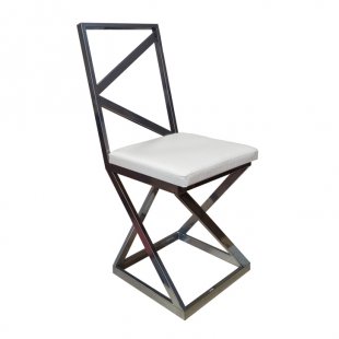 Loft chair, chrome frame, white eco-leather