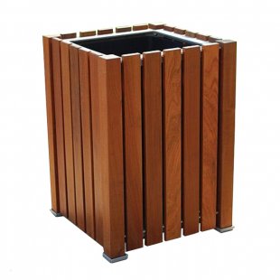 Square wooden urn with anchors