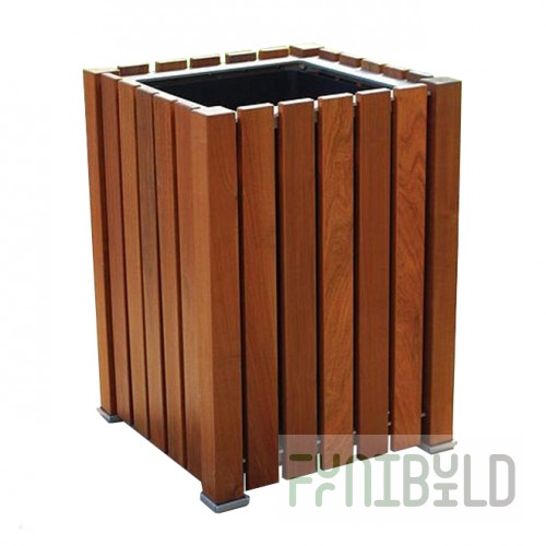 Square wooden urn with anchors