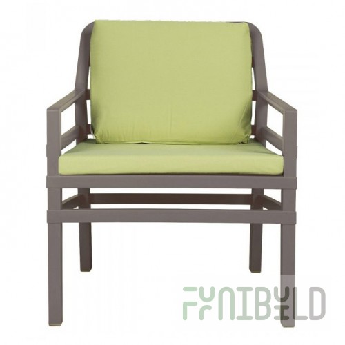 Plastic chair with cushions Aria, tortora, lime