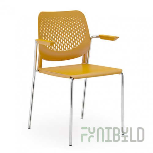 One Shot plastic chair with half armrests