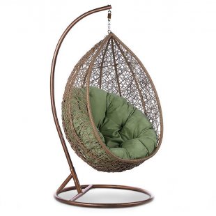 Hanging chair Ckyne green made of artificial rattan