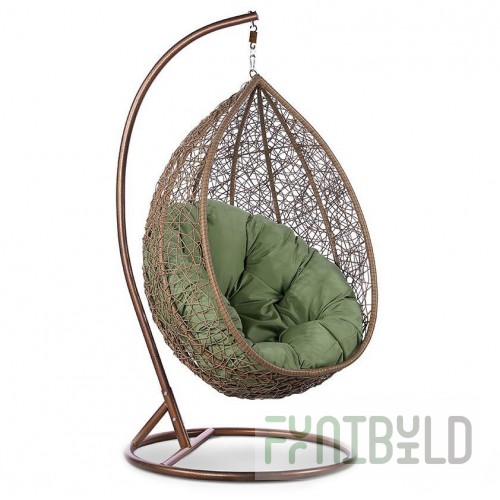 Hanging chair Ckyne green made of artificial rattan
