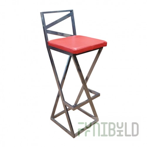 Bar stool Loft, chrome frame, red eco-leather