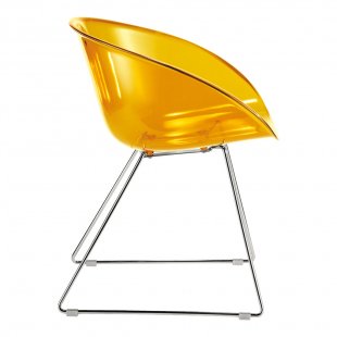 Chair transparent on runners Gliss yellow