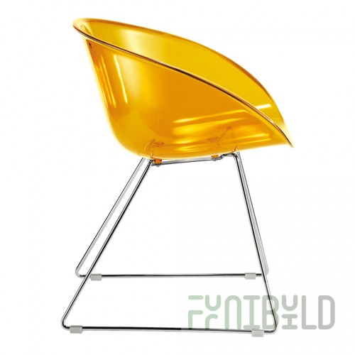 Chair transparent on runners Gliss yellow