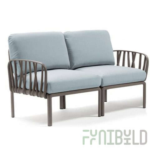 Plastic sofa with cushions Komodo 2, frame color tortora, upholstery led