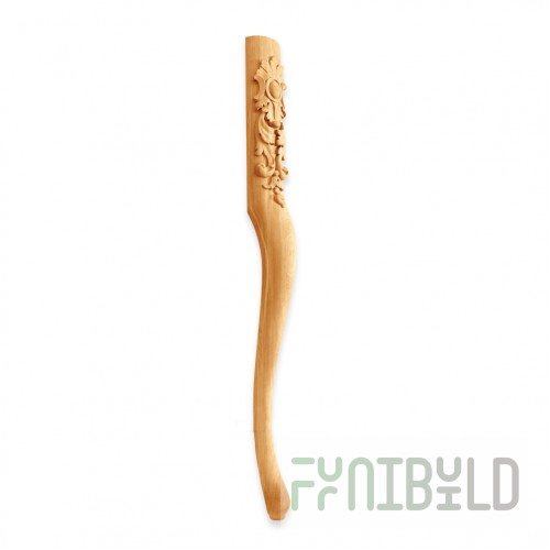 Curved console leg with carved composition
