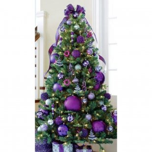 Designer Christmas tree decorated with Purple Dream