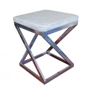 Stool Loft, chrome frame, grey eco-leather