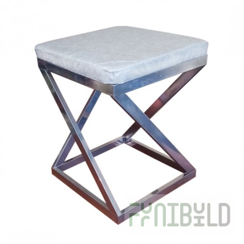 Stool Loft, chrome frame, grey eco-leather