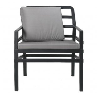 Plastic chair with cushions Aria, anthracite, gray