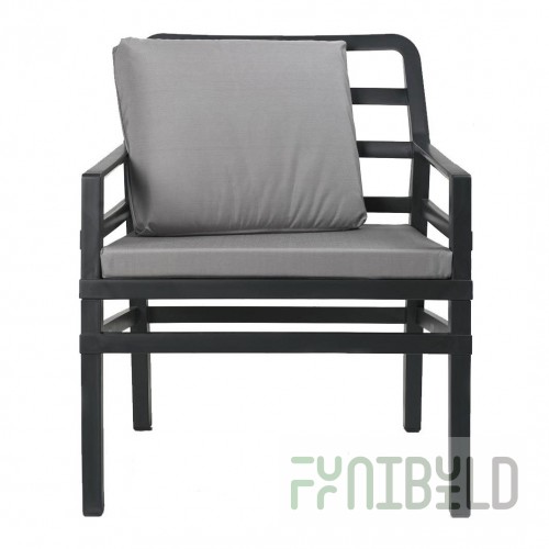 Plastic chair with cushions Aria, anthracite, gray
