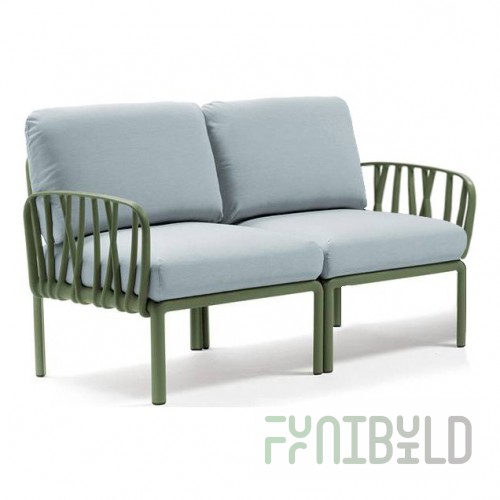 Plastic sofa with cushions Komodo 2, frame color agave, upholstery ice