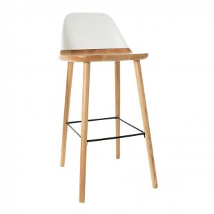 Bar stool Aversa white/ beech
