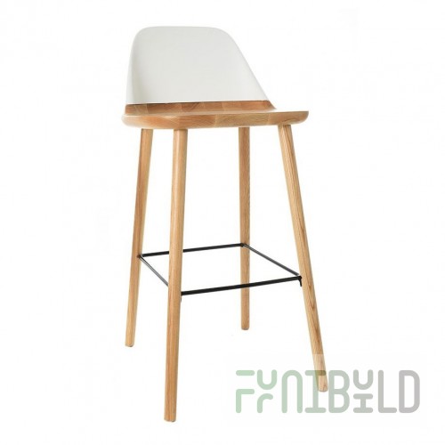 Bar stool Aversa white/ beech