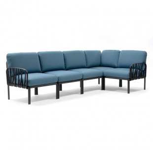 Plastic sofa with cushions Komodo 5 black/blue