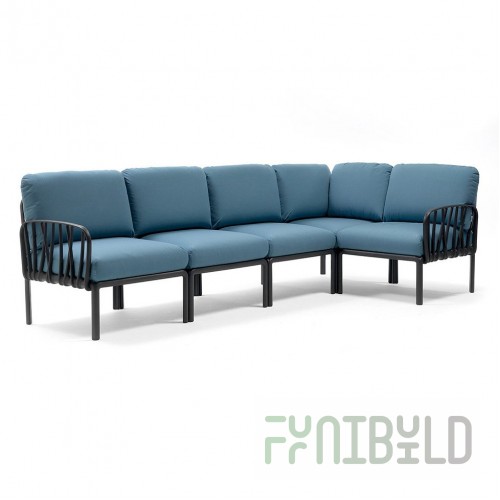 Plastic sofa with cushions Komodo 5 black/blue