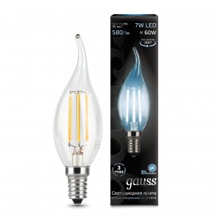 Lamp (LED) LED Gauss 7W 4100K Filament Candle tailed