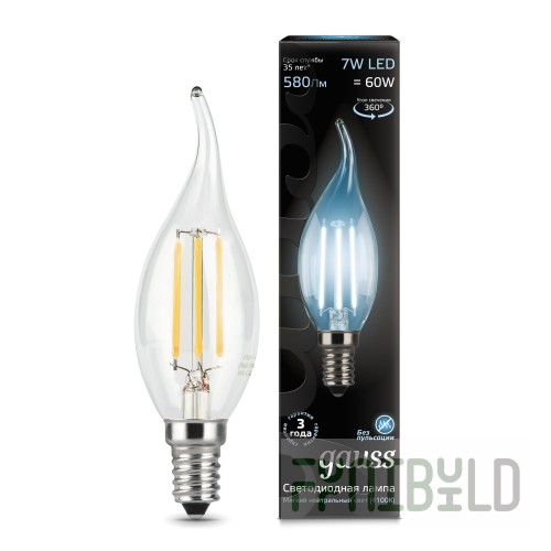 Lamp (LED) LED Gauss 7W 4100K Filament Candle tailed