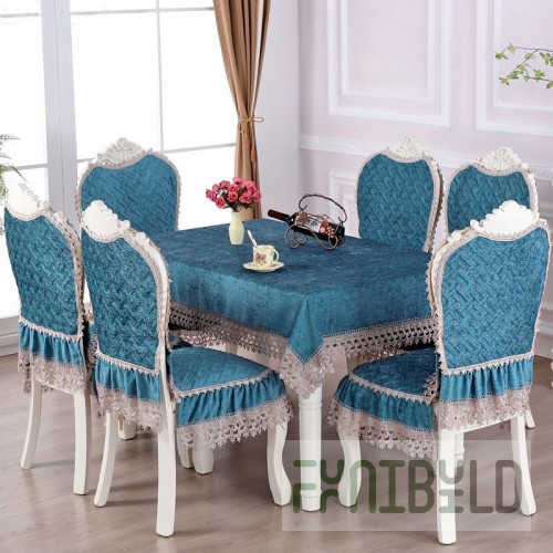 Tablecloth and chair covers with backrest, crown