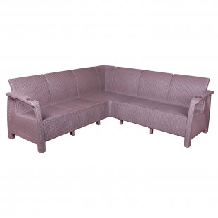 Corner rattan sofa Aguirre, chocolate
