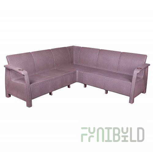 Corner rattan sofa Aguirre, chocolate