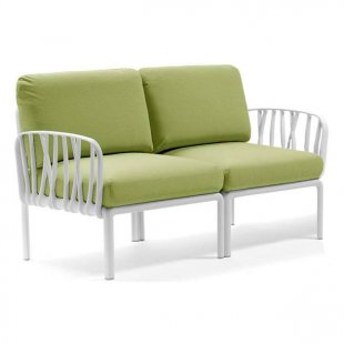 Plastic sofa with cushions Komodo 2, white/avocado