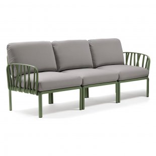 Plastic sofa with cushions Komodo 3 green/gray