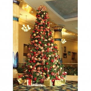Designer spruce decorated with Gold and Red