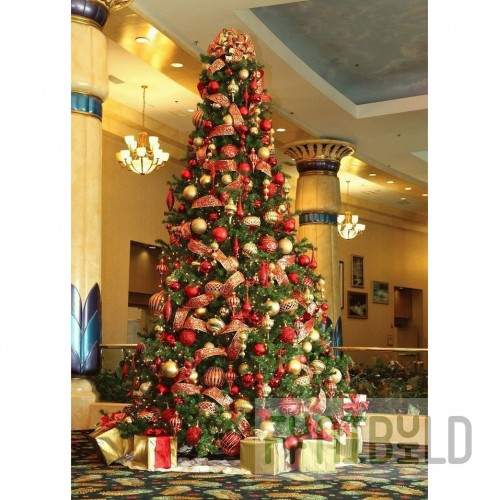 Designer spruce decorated with Gold and Red
