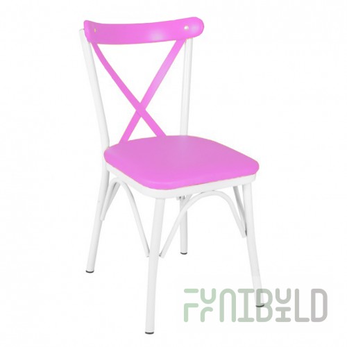 Crossback chair white/pink