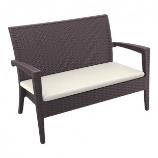 Plastic Wicker Sofa with Cushion Miami Lounge Sofa, Brown