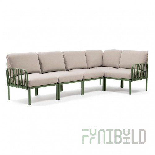 Plastic sofa with cushions Komodo 5 agave/ panama