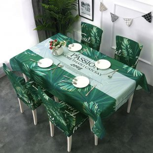 Tablecloth and chair covers with backrest, tropical