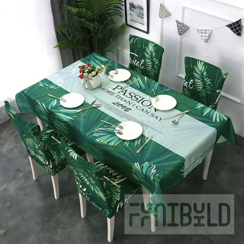 Tablecloth and chair covers with backrest, tropical