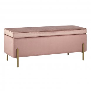 Tudor bench with drawer pink velor