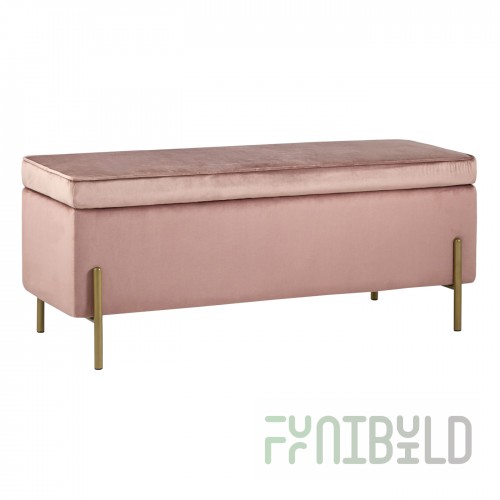 Tudor bench with drawer pink velor