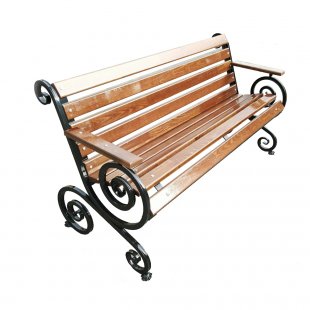 French Wicker Bench with Armrest
