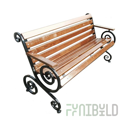 French Wicker Bench with Armrest