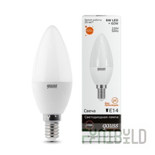 Lamp (LED) LED Gauss 6W 2700K Elementary Candle