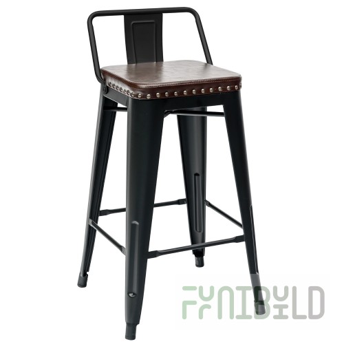 Tolix Soft semi-bar stool Black matte