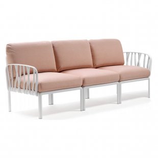 Plastic sofa with cushions Komodo 3, white/pink