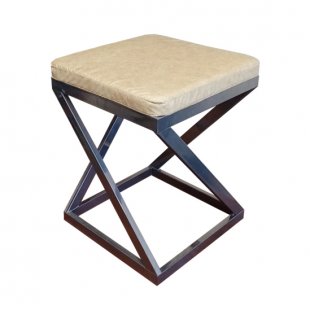 Loft stool, chrome frame, beige eco-leather