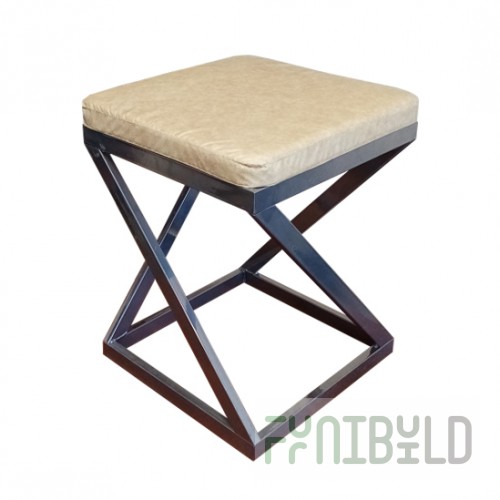 Loft stool, chrome frame, beige eco-leather